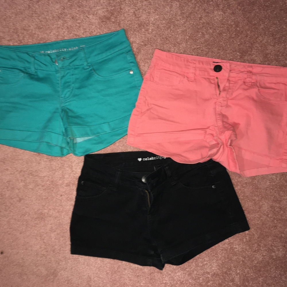 Lot of 3 Shorts turquoise, black, and pink size 5